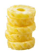  Peeled Pineapple Rings In A Stack - Isolated On Trtansparent Background