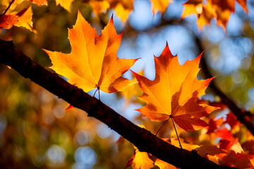 red maple leaves in autumn, red-yellow maple leaves for web and wallpaper hd photo, autumn maple tre