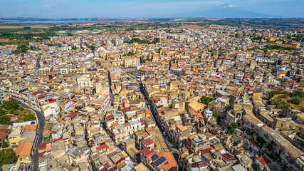 Aerial View of Lentini, Syracuse, Sicily, Italy, Europe