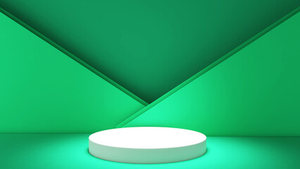 Poster - White stand on a dark green background,mock up podium for product presentation,3D rendering