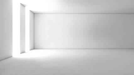 Poster - A mockup frame on a white background with white corridor stairs.,3D rendering