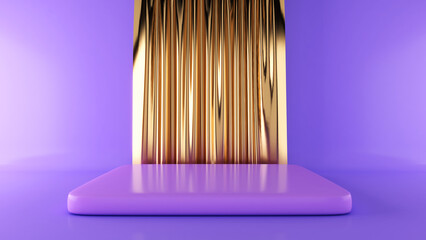 Poster - Purple stand with purple background,mock up podium for product presentation,3D rendering