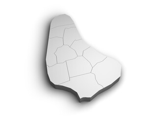 3d barbados map illustration white background isolate