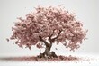 3D rendering of cherry blossom tree on white background. Generative AI