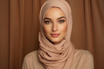 Wall Mural - Beauty portrait of girl wearing hijab.