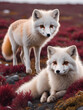 Cute Fox Couple With Nature Background. Generative AI