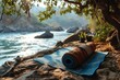Yoga mat placed in a serene natural setting