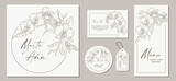 Fototapeta Na sufit - Set of wedding invitation cards with flowers orchids and floral elements. Vector illustration.