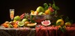 A sumptuous display of guava, passion fruit, and star fruit on a pastel silver cloth