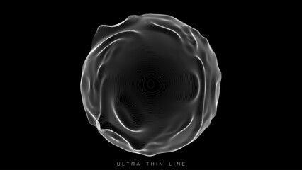 Poster - ultra thin line fluid geometry. dynamic vector distorted spheres.