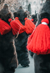 Wall Mural - bear costumes worn for new years good luck dance in Romania
