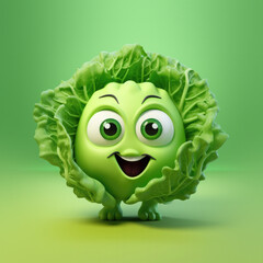 Sticker - Cute Cartoon Cabbage Character with Big Eyes