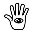 braille hand with eye