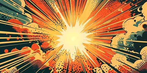 vintage retro comics boom explosion crash bang cover book design with light and dots. can be used fo