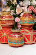 Traditional Indian Wedding decoration pots. Wedding Ceremony.