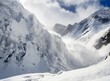 Snow avalanche on the mountains