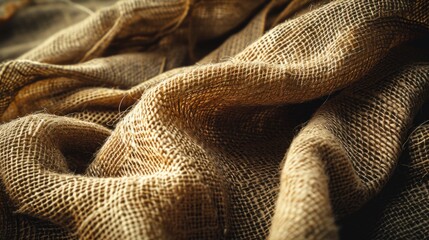 Poster - Texture or background in the form of old burlap fabric. AI generative.