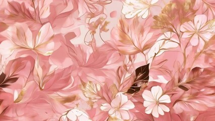 Wall Mural - Abstract art botanical pink background, motion