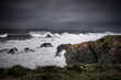 large waves crashing on the rocky coast of Sonoma County