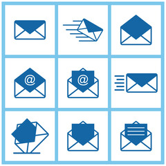 Poster - mail icons design, vector illustration eps10 graphic. Collection of mail and messaging icons. Design elements for several message icons like mobile apps, websites or user interface