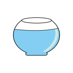 Fishbowl icon. Flat illustration of fishbowl vector icon for web design. Illustration of room decoration, fishbowl. Aquarium design element with fish. Living water