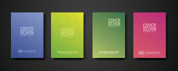 Poster - set cover Design template with geometric lines textured pattern background and dynamic gradation color