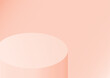 © c_atta - pink podium in the room on peach background vector geometric platform illustration for product display presentation.