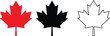 Maple leaf vector icon set. Maple leaf vector . Canada symbol maple leaf clip art. Red , black maple leaf. Canada flag. silhouettes , isolated on transparent background, used for mobile, app, logo,