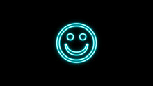 Glowing Neon Line Happy Smile Icon Isolated On Black Background. Emoticon Face. Neon Emoticon Icon. Smiley Face Neon Icon.