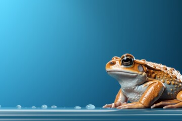 Wall Mural - A beautiful and detailed portrait captures a frog sitting on the ground, showcasing its amphibian features.