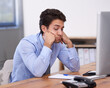 © Marius Venter/peopleimages.com - Business man, burnout and bored with fatigue, paralegal in office and sad about job. Overworked, bored and tired employee at desk with glitch on computer, exhausted and not interested in work