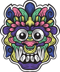  Barong Mask culture Devil mask with color style