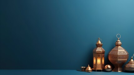 Wall Mural - Islamic Lantern Background, Isolated, Ramadan Kareem Concept, Generative Ai