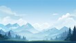 flat illustration of forests and mountains with a cool spring feel