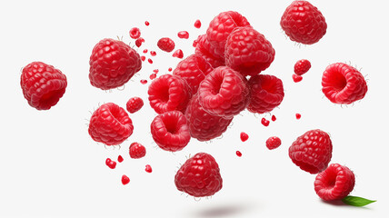 Wall Mural - Falling Raspberry isolated on transparent background