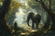 illustration of a forest elephant knight