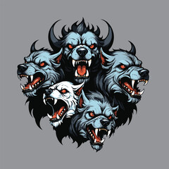 vector of mad cerberus dog.