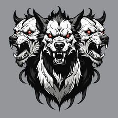 vector of mad cerberus dog.