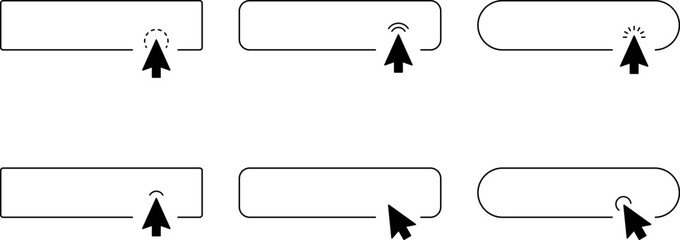 Click Blank Button with pointer clicking. Mouse Pointer Pictogram. Action button. Cursor icon. Vector illustration.