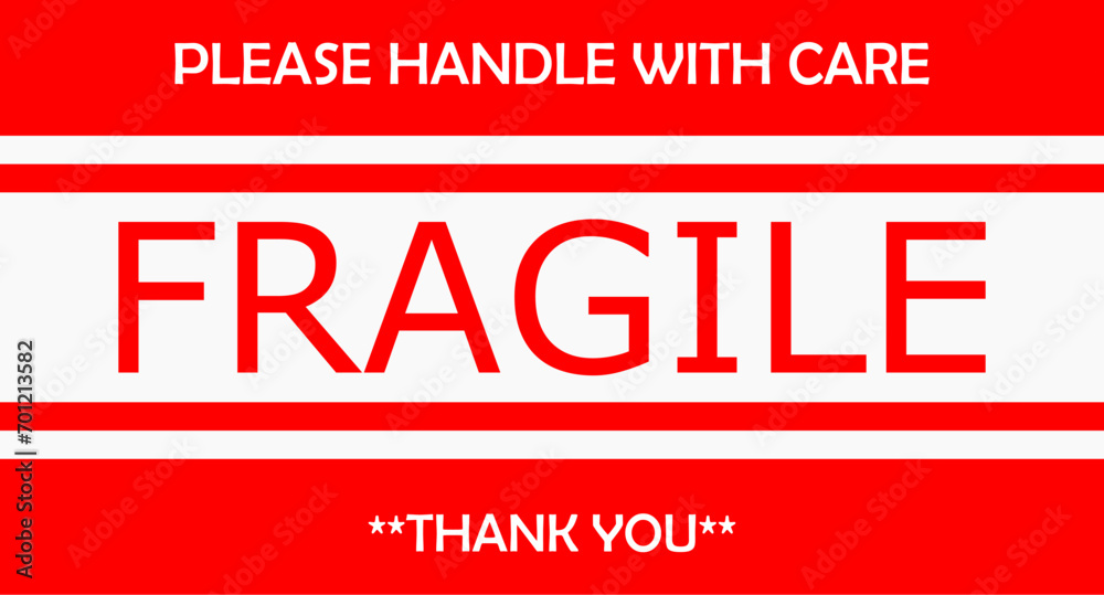 Fragile sticker with text handle with care, fragile sticker red color ...