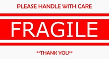 Sticker Fragile Handle With Care, White Color Fragile Warning Label, Fragile Label With Broken Glass Symbol, Vector, Red Text