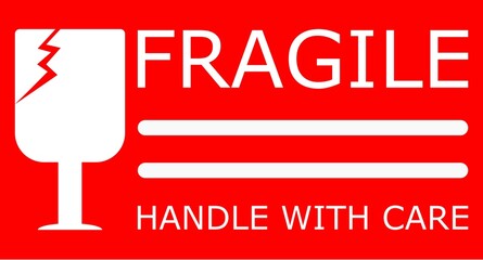 Wall Mural - Red Sticker fragile handle with care 