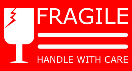 Canvas Print - Red Sticker fragile handle with care 