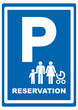 Reserved parking for families with children, road sign, vector, text reservation, blue color