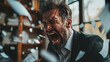 An angry man yelling in the office. generated Ai 