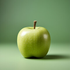 Leinwandbilder - dumbbell icon paired with a vibrant green apple against a pastel yellow backdrop, perfect for health and wellness businesses.