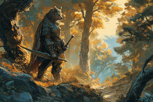 Illustration Of The Forest Wolf Knight