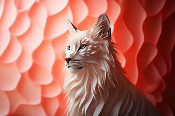 Aufkleber - Lynx icon, featuring a sleek and stylish Lynx profile against a pale coral background. This design offers a modern and sophisticated touch, suitable for contemporary branding.
