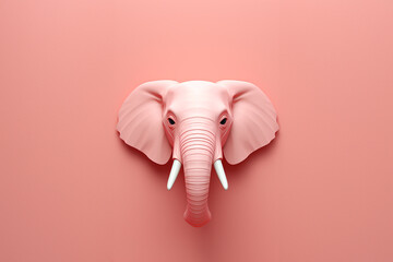 Poster -  Elephant icon, featuring a sleek and stylish Elephant profile against a pale coral background. This design offers a modern and sophisticated touch, suitable for contemporary branding.