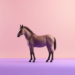 Poster - Przewalski's Horse icon in silhouette, gracefully standing against a serene pastel lavender background, exuding elegance and charm. Ideal for nature-themed designs and advertisements.